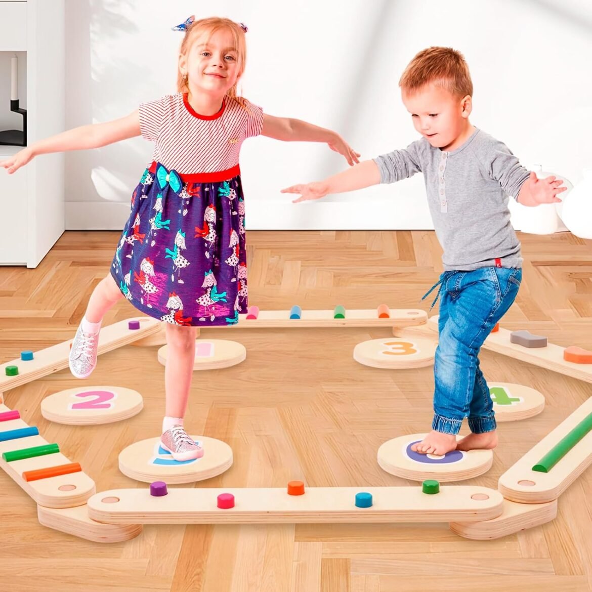Barra de Equilibrio de Madera para Niños Montessori de Forroby: Desarrollo Motor y Diversión Ecofriendly