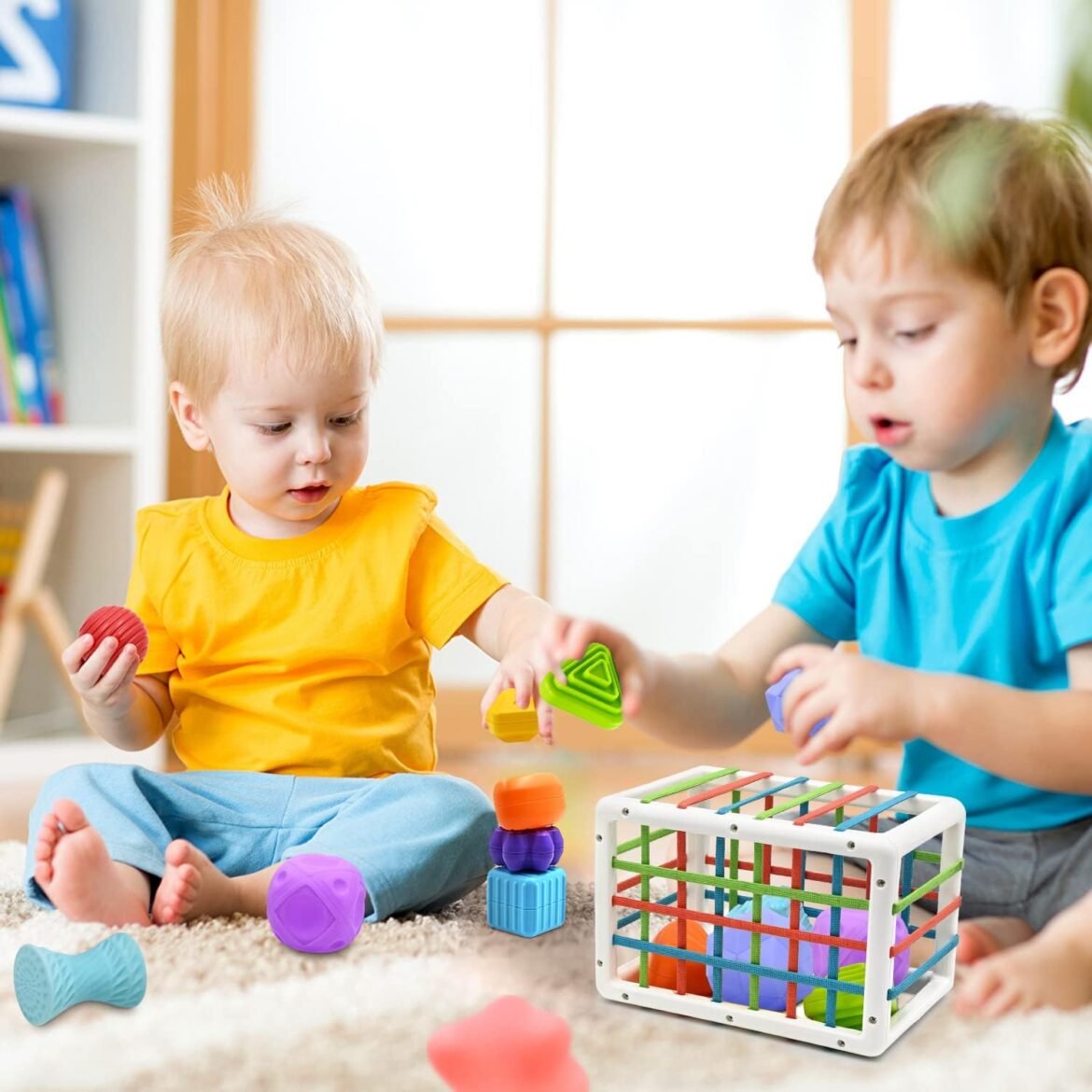Juegos Sensoriales Montessori para Bebés (6‑18 Meses) – Caja de Clasificación y Bolitas Blandas