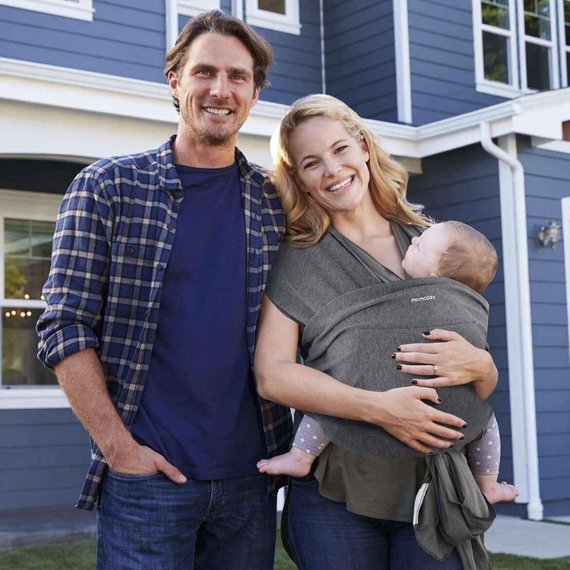 Fular Portabebés Momcozy – fácil de usar con anillo, transpirable, manos libres (3,6 – 15 kg)