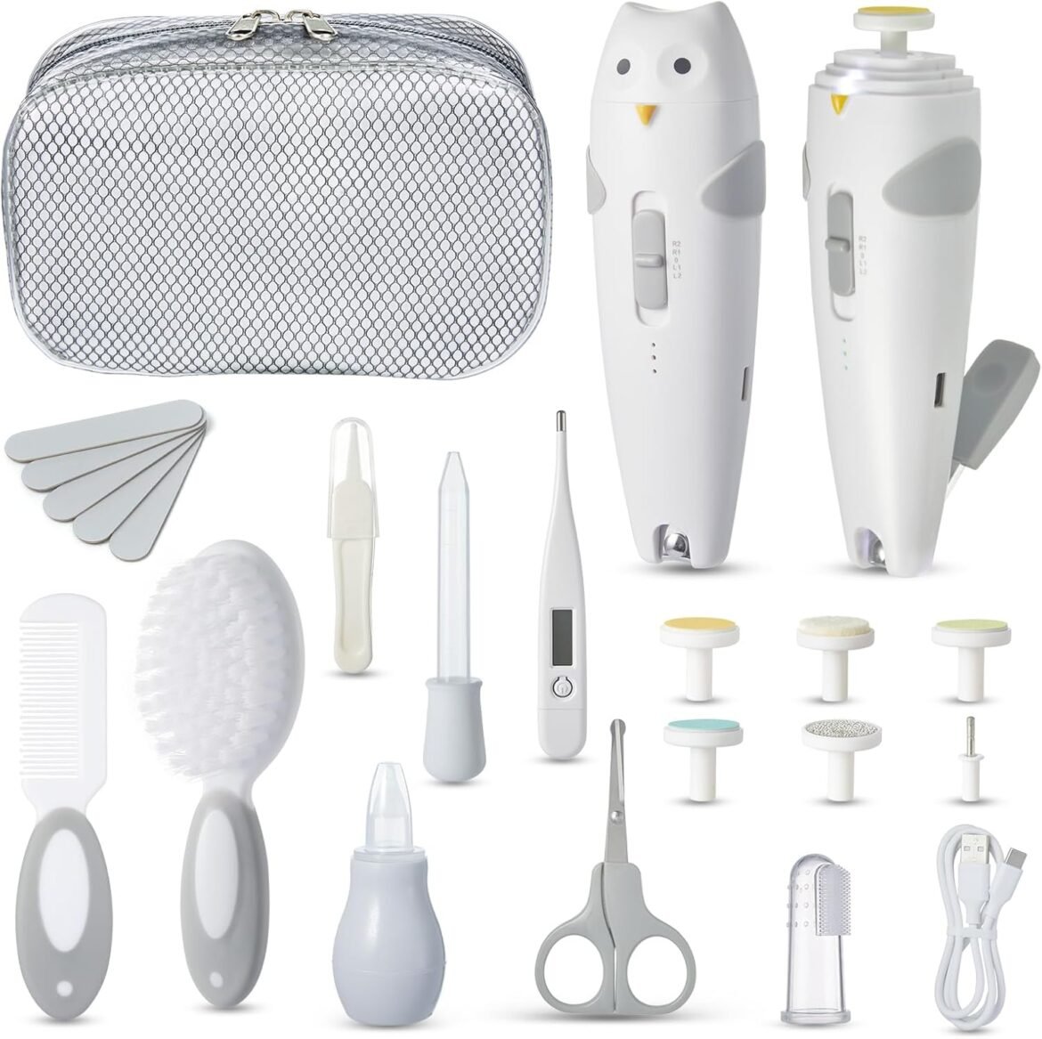 Lictin Set 26 en 1 para Bebé – Cortaúñas Eléctrico Recargable con Lima UV LED