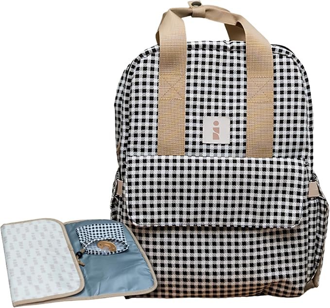 ANCRIVE Mochila Carro Bebé Cuadros Vichy Negro